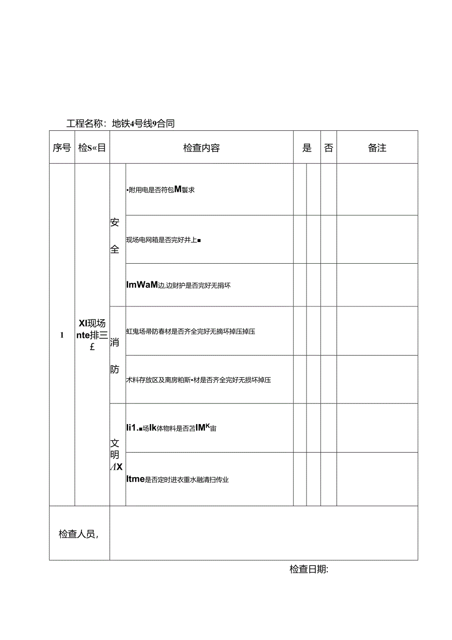 项目隐患排查日检查表.docx_第1页