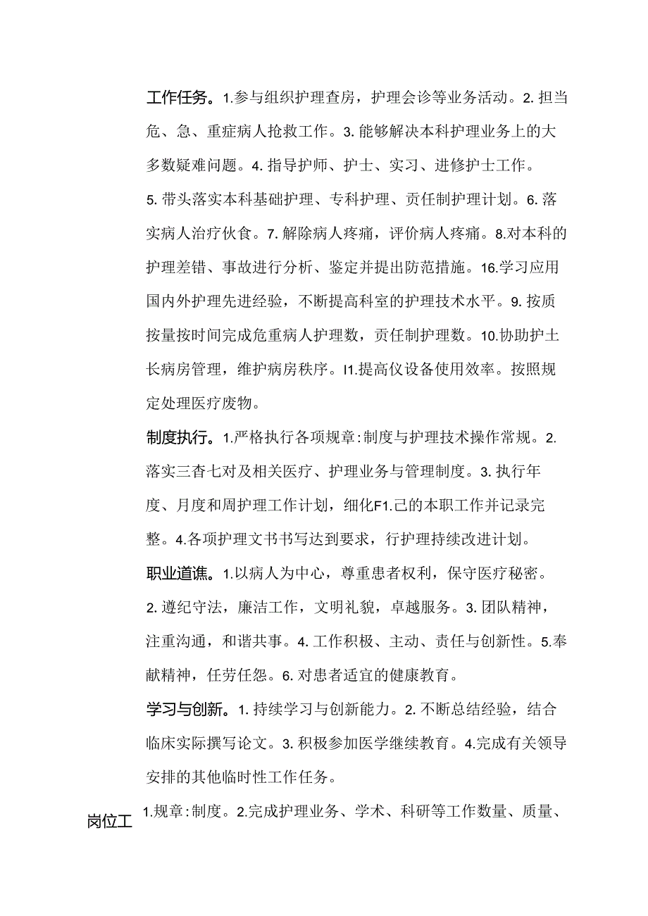 二级甲等医院骨科主管护师岗位说明书.docx_第2页