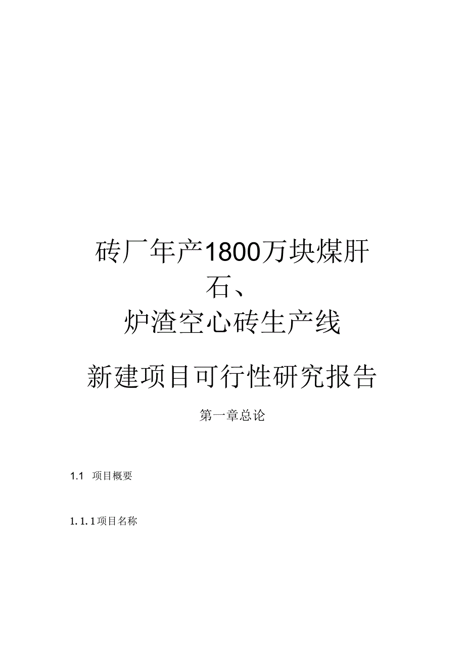 砖厂年产1800万块煤矸石、炉渣空心砖生产线新建项目可行性研究报告.docx_第1页