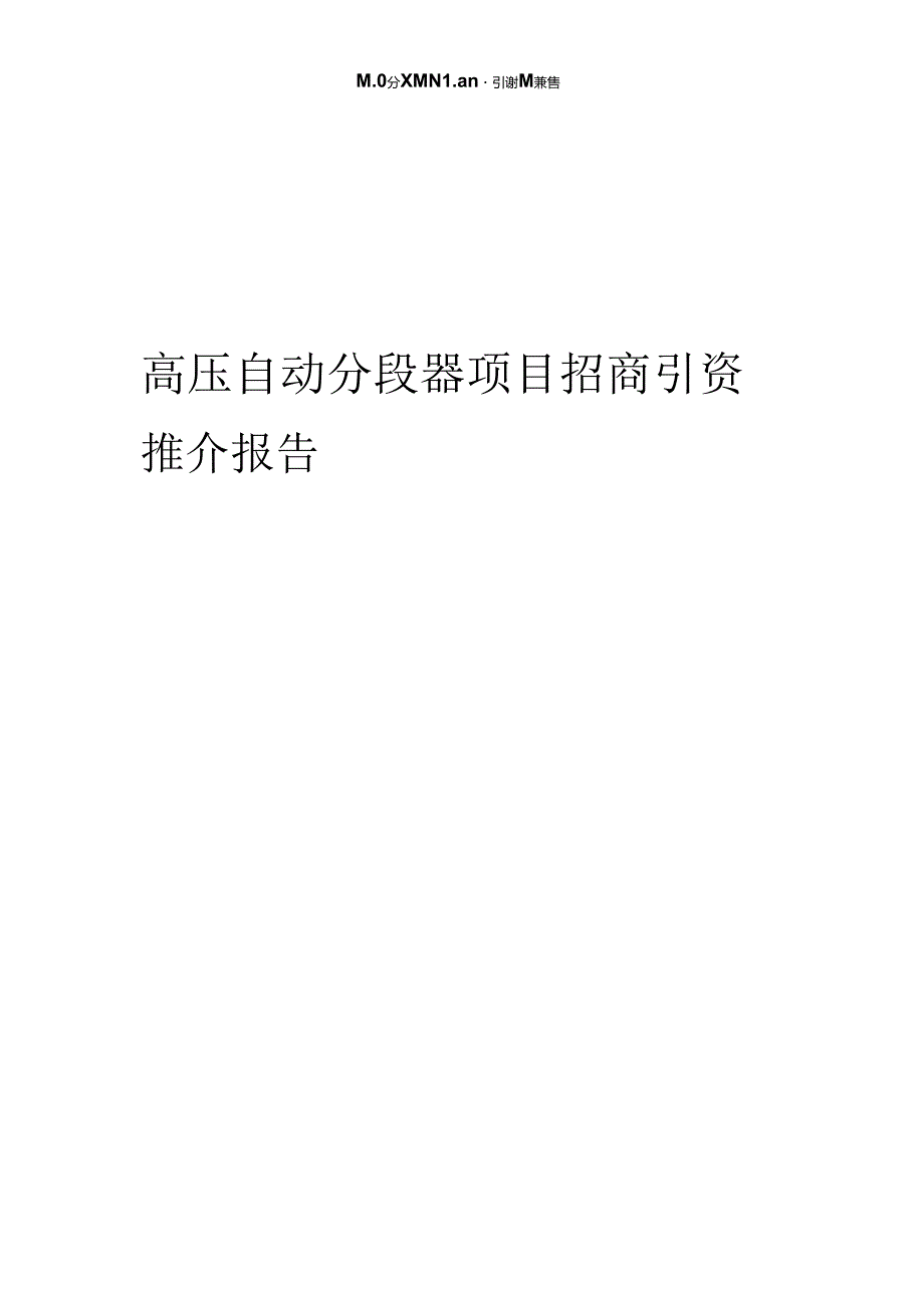 高压自动分段器项目招商引资推介报告.docx_第1页