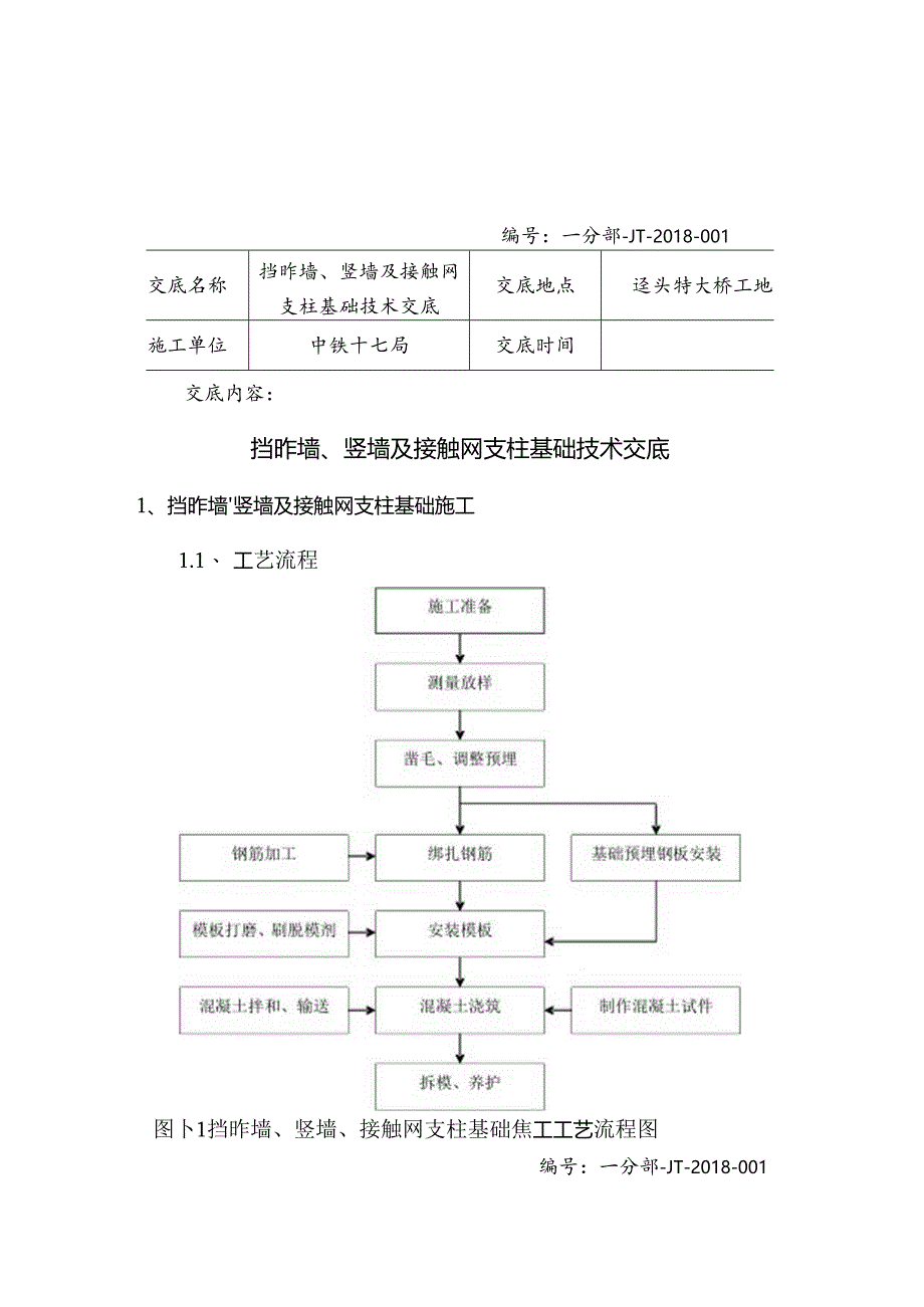 挡砟墙竖墙接触网基础技术交底.docx_第1页