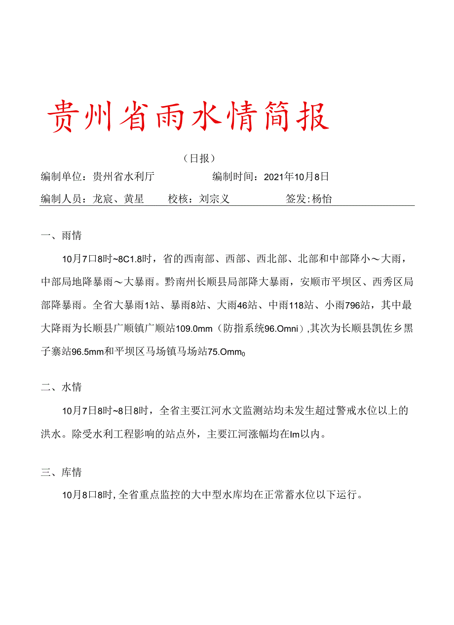 2021年10月8日贵州省雨水情简报(日报).docx_第1页