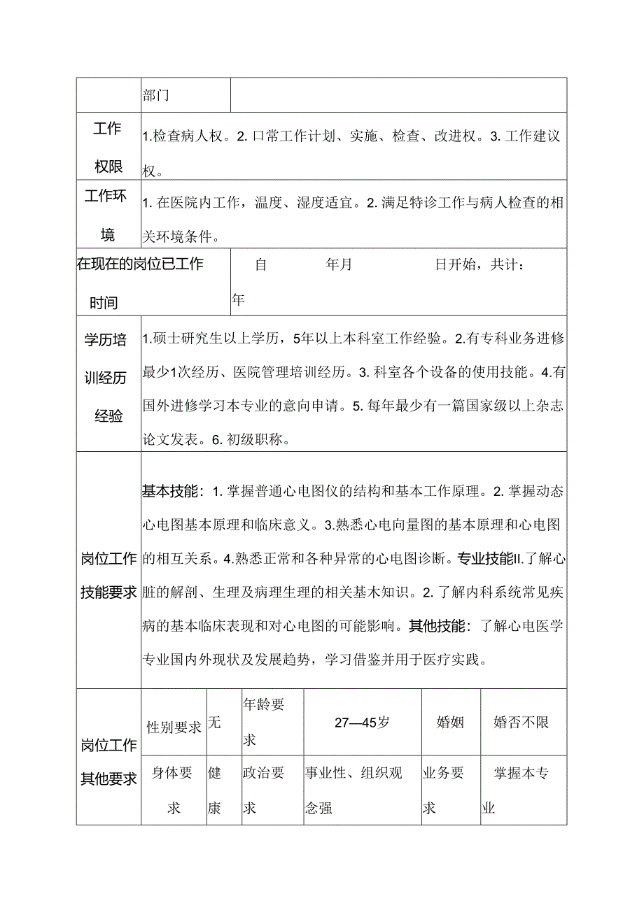 二级甲等医院特诊科心电图诊疗医师岗位说明书.docx_第3页