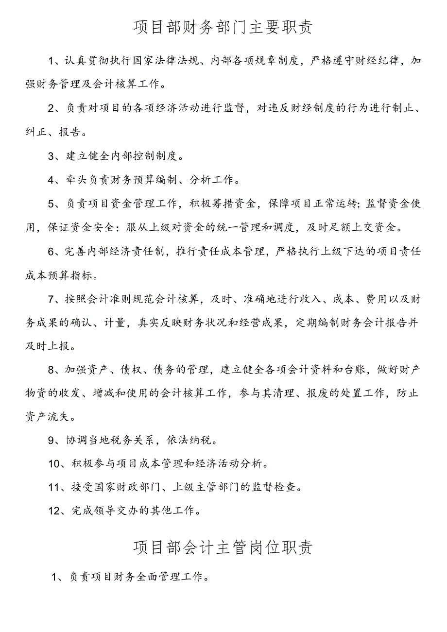 项目财务部部门职责及岗位职责范文.docx_第2页