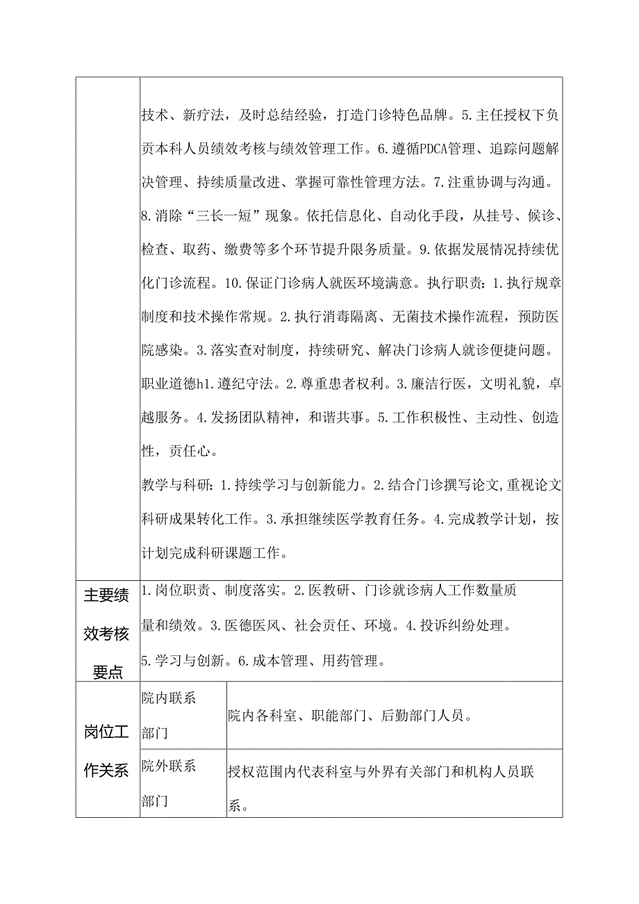 二级甲等医院门诊部副主任医师岗位说明书.docx_第2页