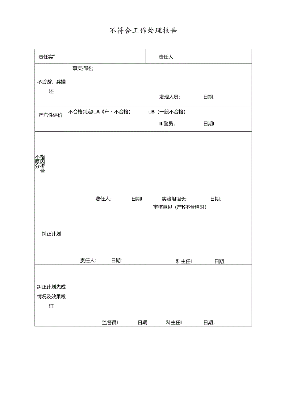 不符合工作处理报告.docx_第1页