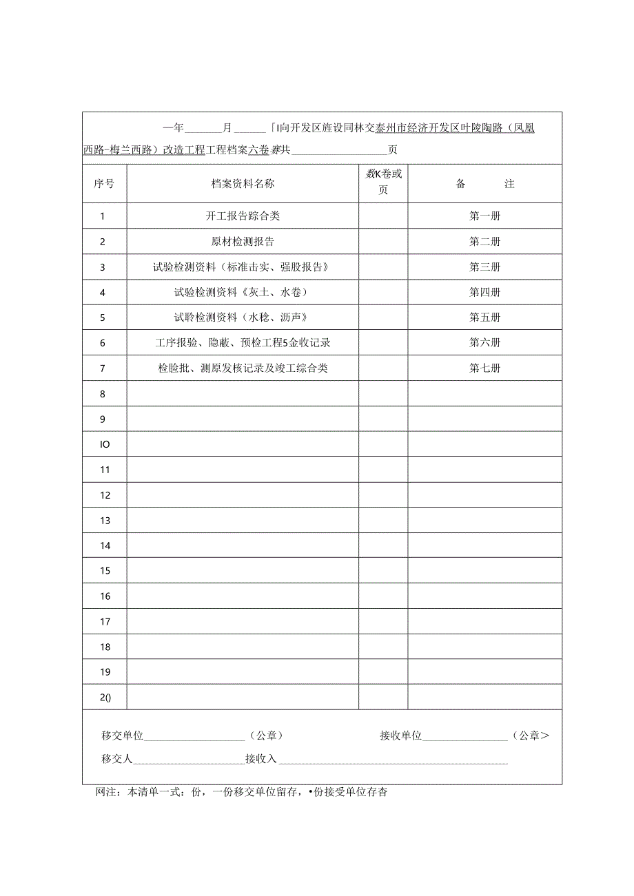 开发区工程档案移交清单.docx_第1页