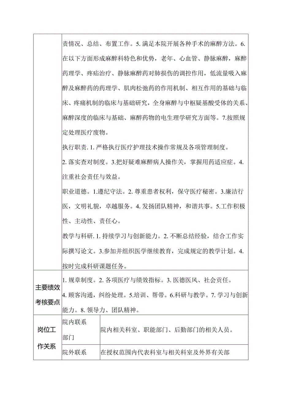 二级甲等医院麻醉科主任岗位说明书.docx_第2页