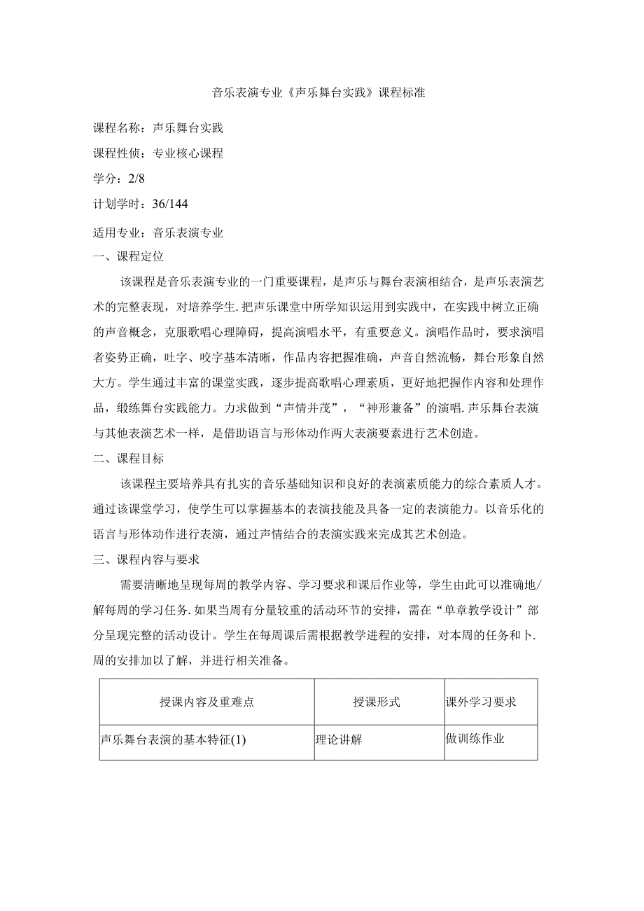 职业技术学院《声乐舞台实践》课程标准.docx_第1页