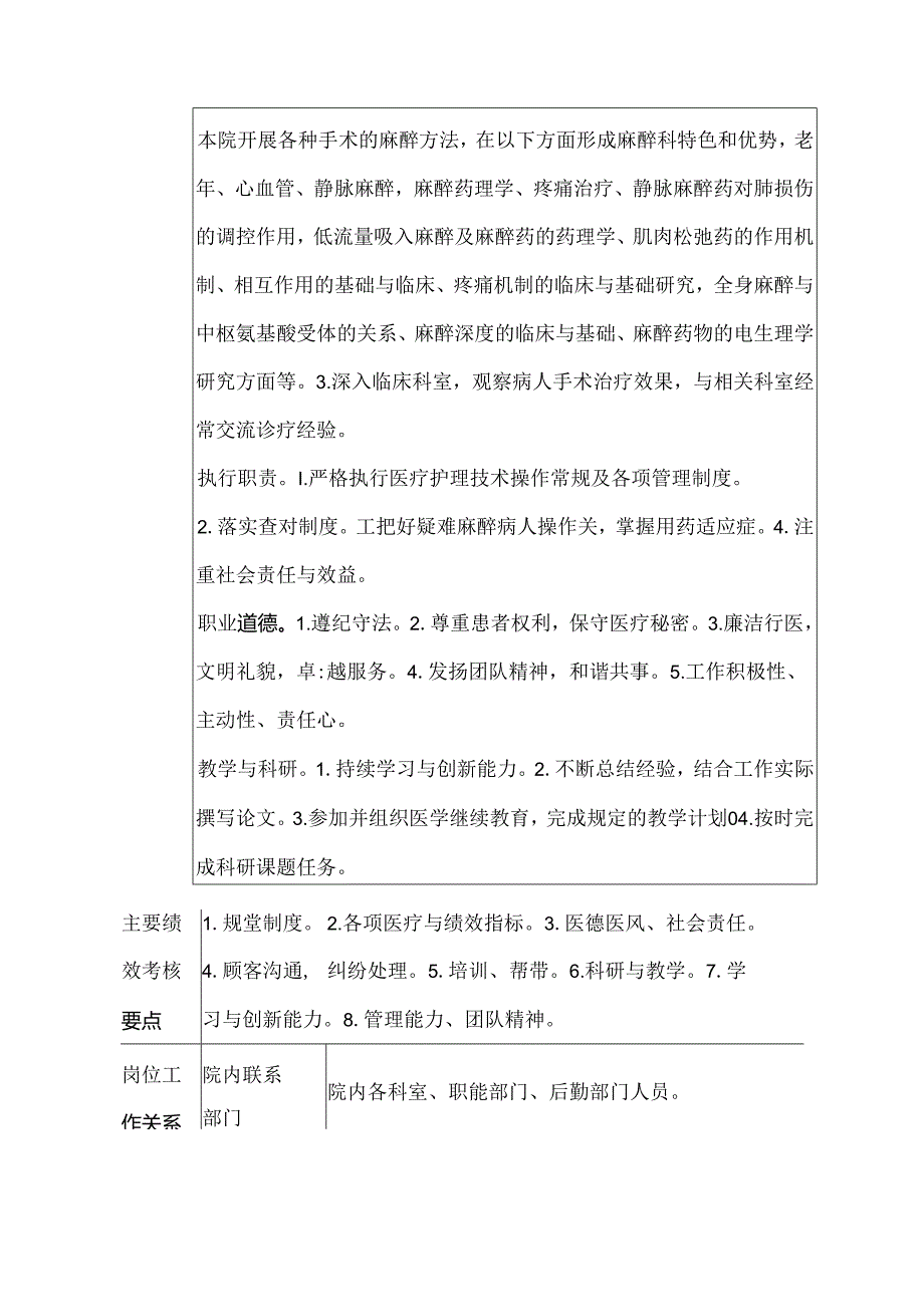 二级甲等医院麻醉科副主任岗位说明书.docx_第2页