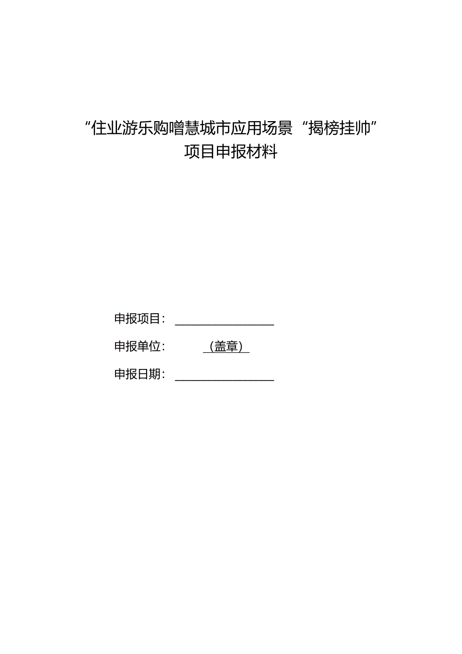 “住业游乐购”智慧城市应用场景“揭榜挂帅”项目申报材料.docx_第1页