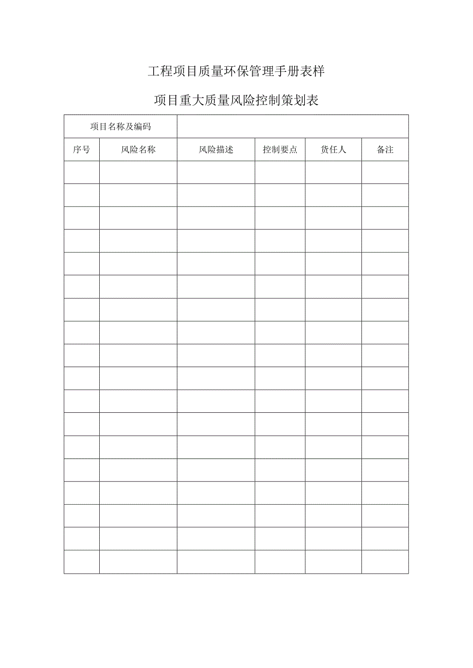 工程项目质量环保管理手册表样.docx_第1页