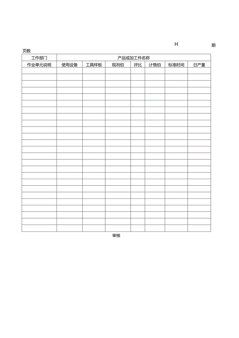 标准作业时间订定表范本 .docx_第1页