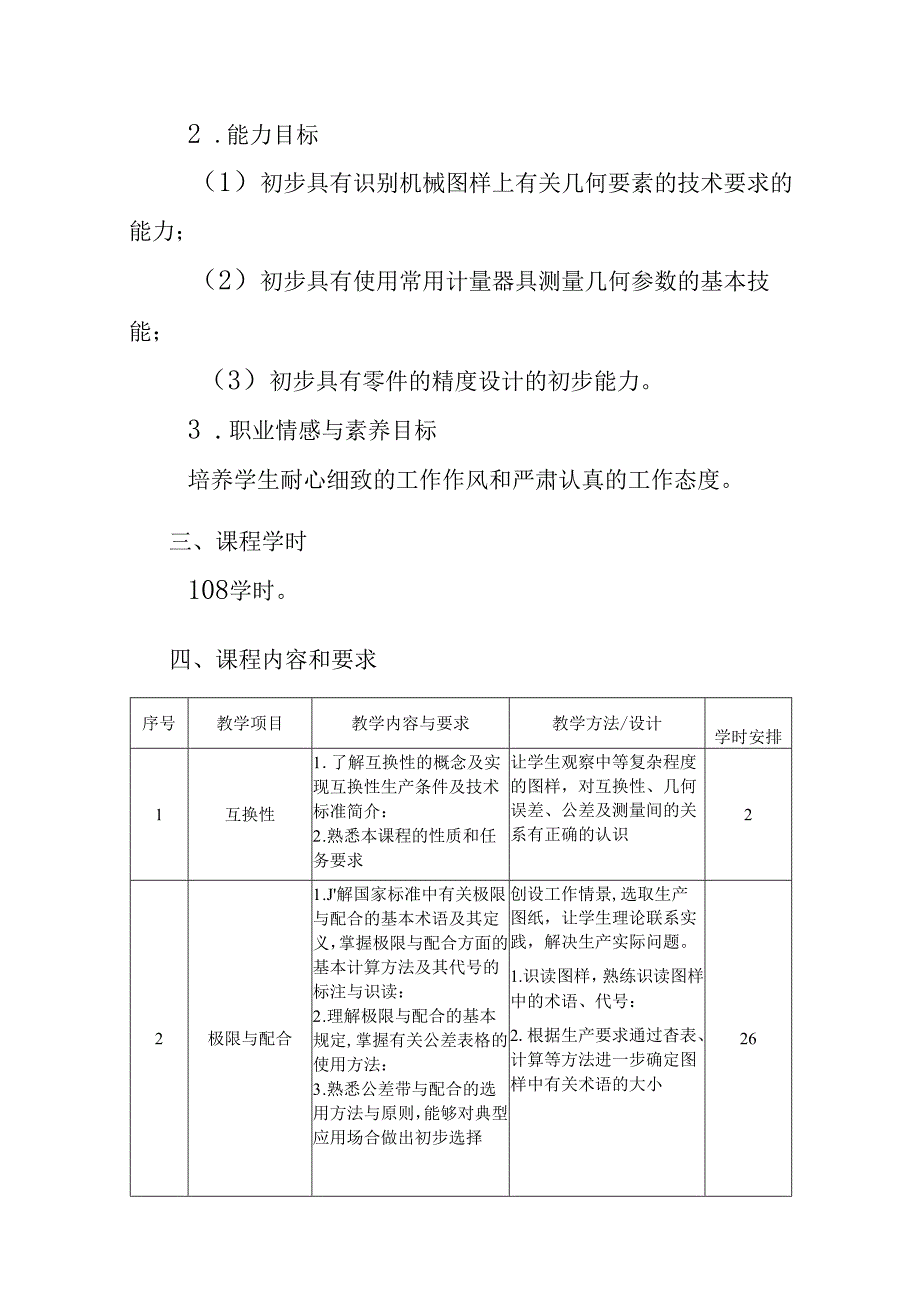 职业技术学校《极限配合与技术测量基础》课程标准.docx_第2页