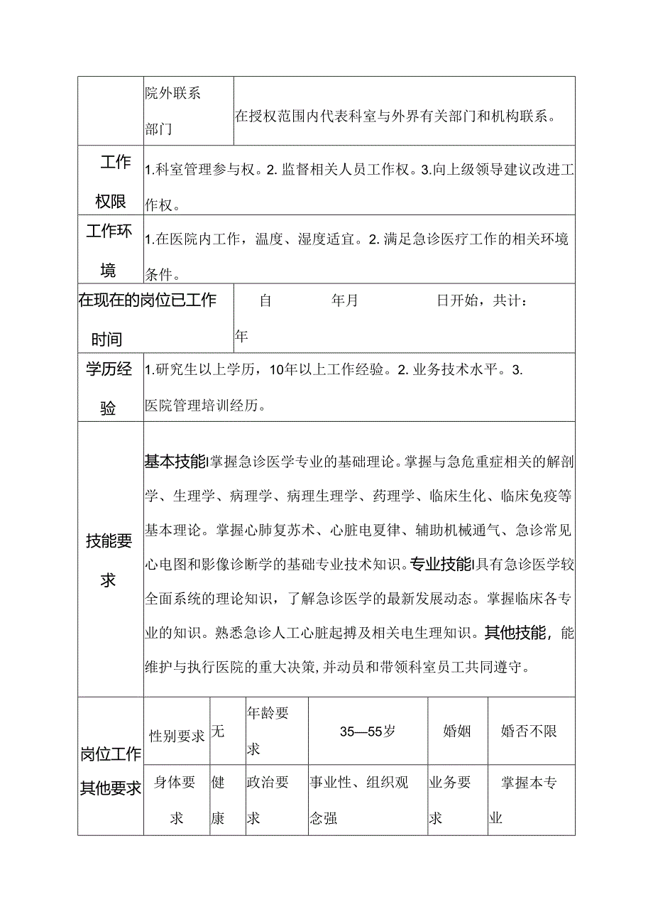 医院急诊科副主任岗位说明书.docx_第3页