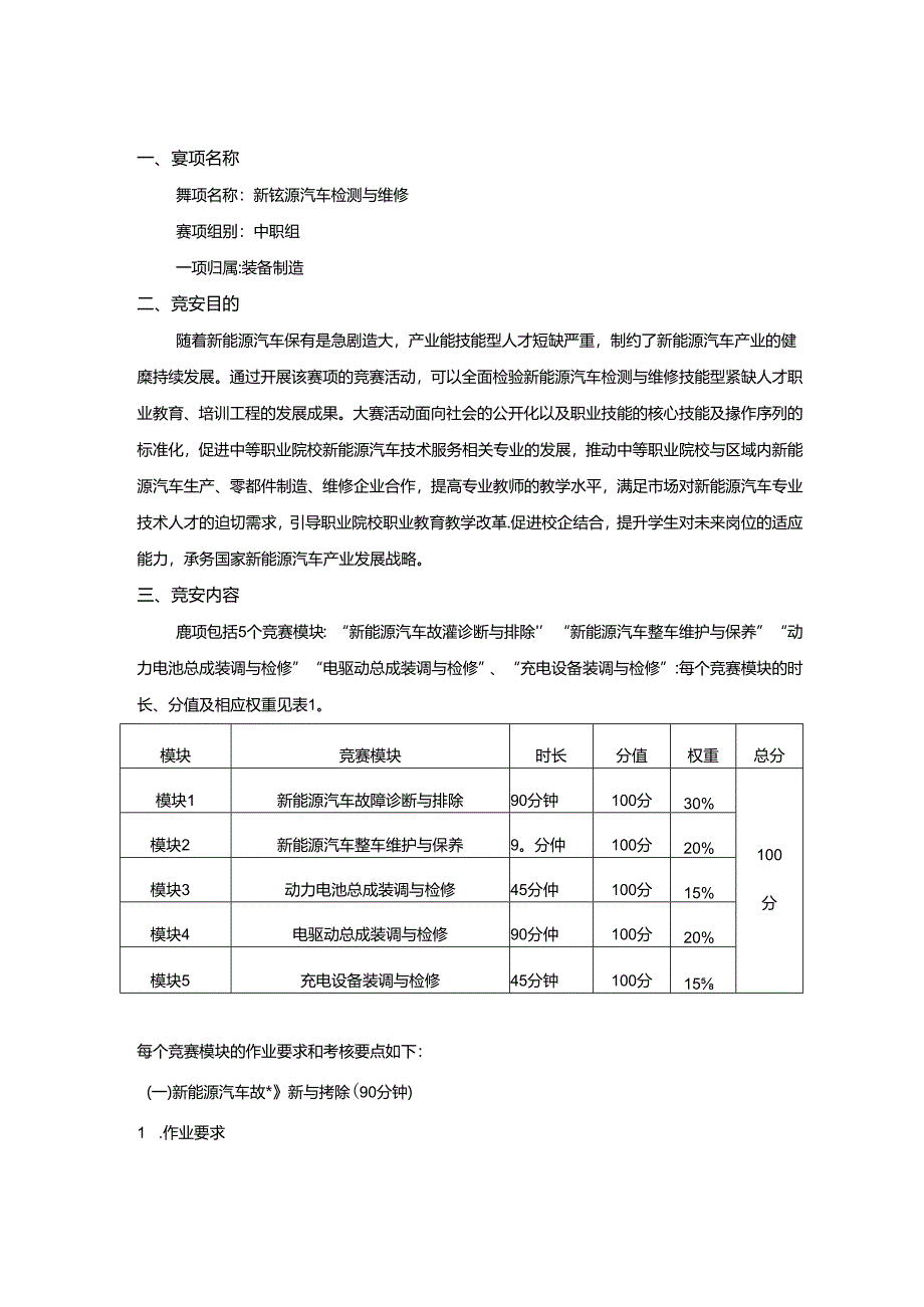 2022年山东省职业院校技能大赛中职组新能源汽车检测与维修赛项规程.docx_第1页