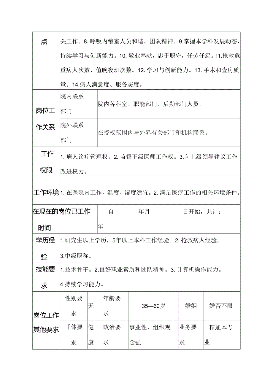 二级甲等医院骨科急救室主治医师岗位说明书.docx_第3页