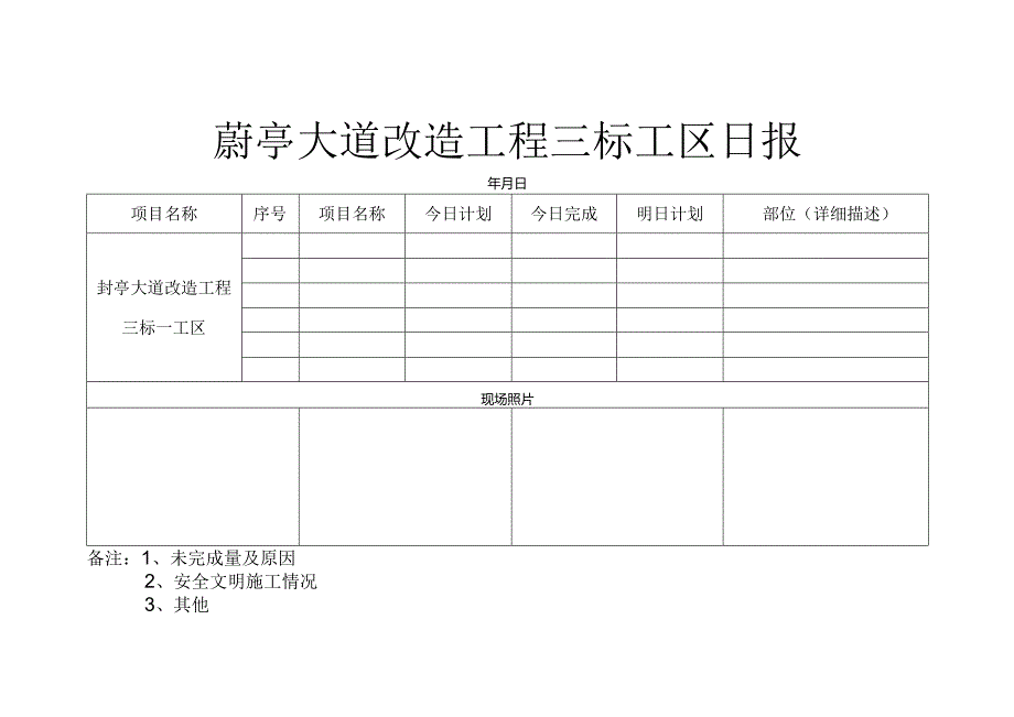 葑亭大道改造工程三标工区日报.docx_第1页