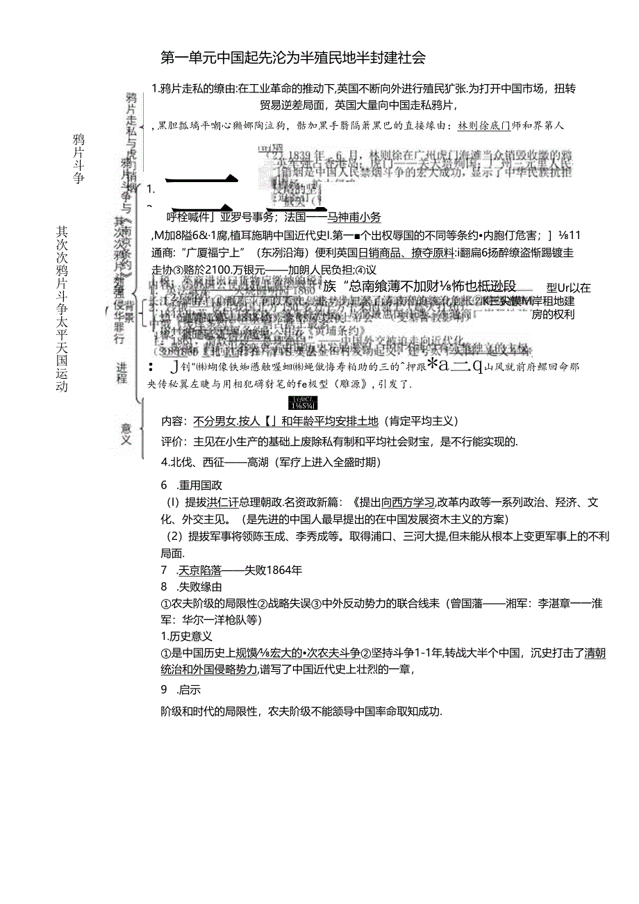 人教版八年级上册（部编版）第一单元 中国开始沦为半殖民地半封建社会复习提纲.docx_第1页