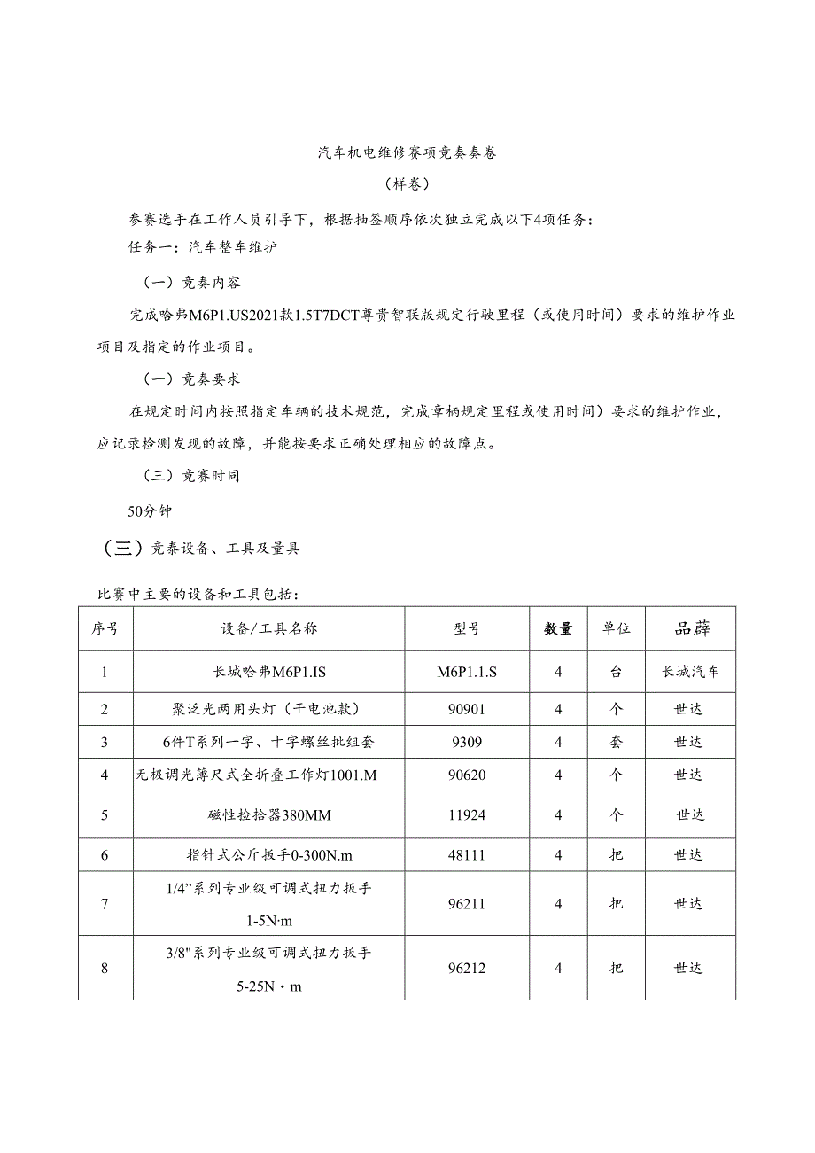 2022年山东省职业院校技能大赛中职组“汽车机电维修”赛项规程.docx_第3页