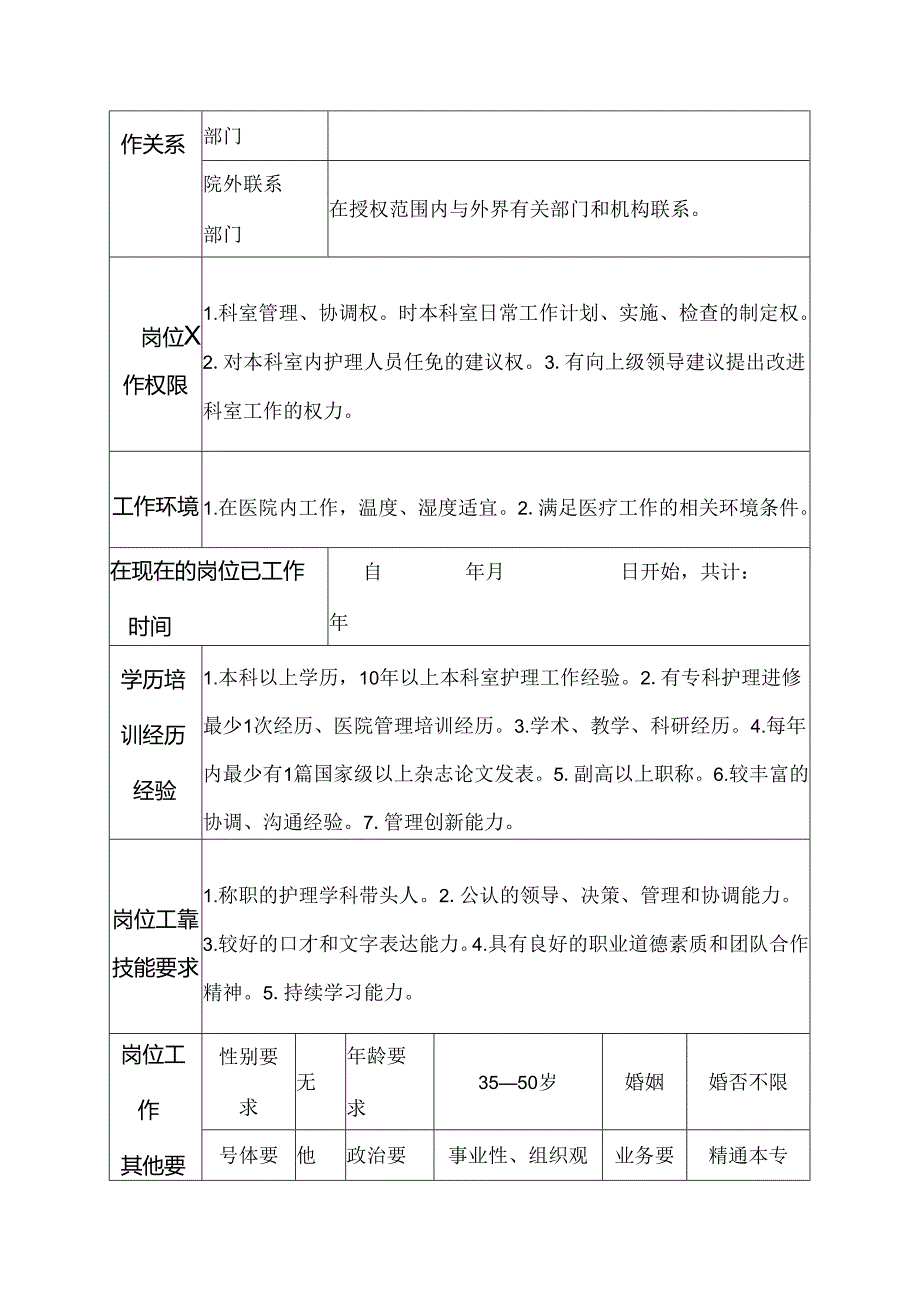 二级甲等医院骨科护士长岗位说明书.docx_第3页