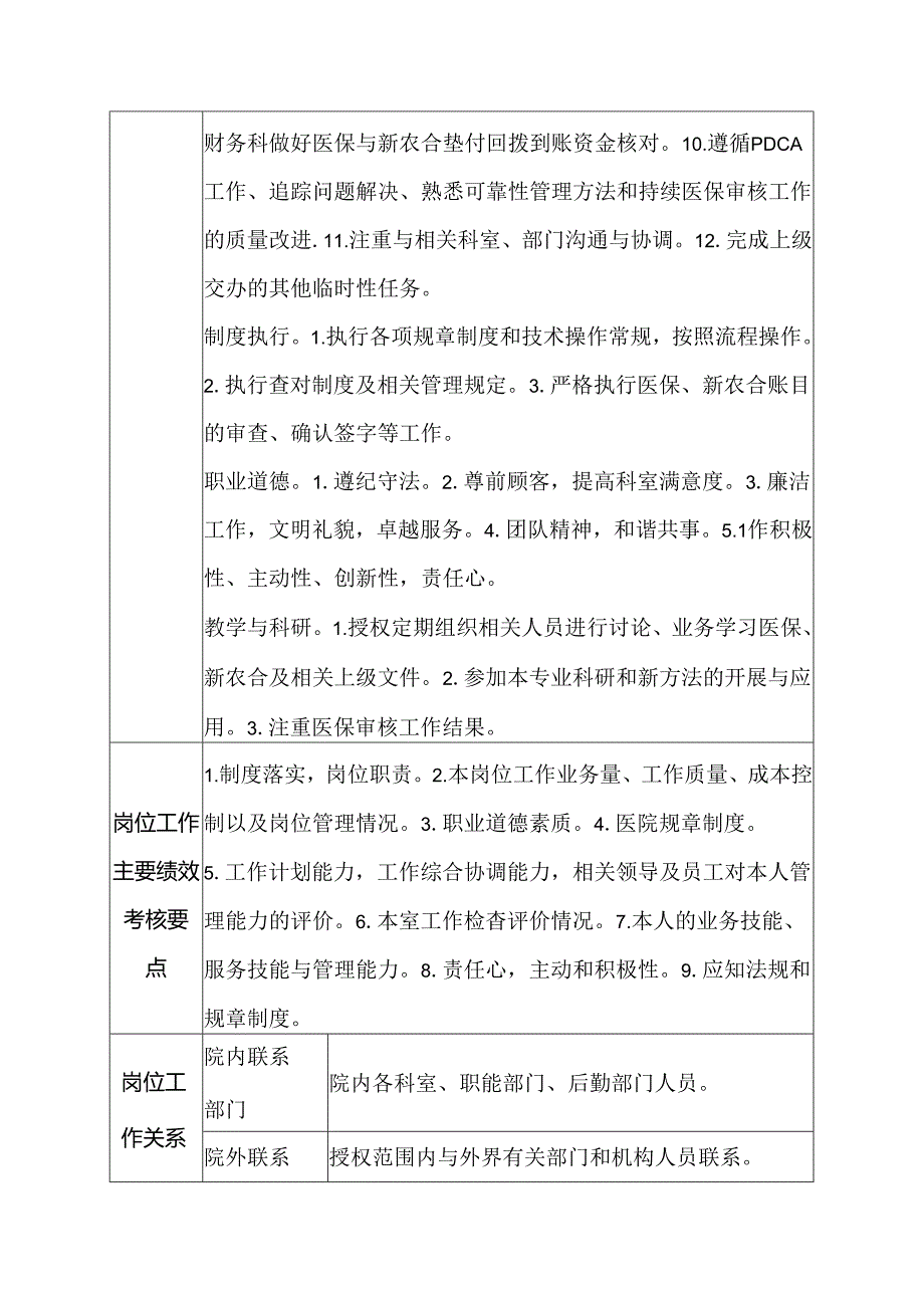 二级甲等医院医保办公室审核员岗位说明书.docx_第2页