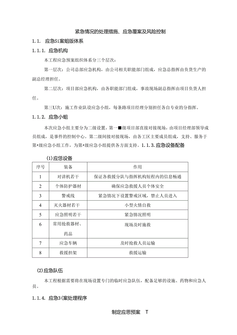 紧急情况的处理措施、应急预案及风险控制.docx_第1页