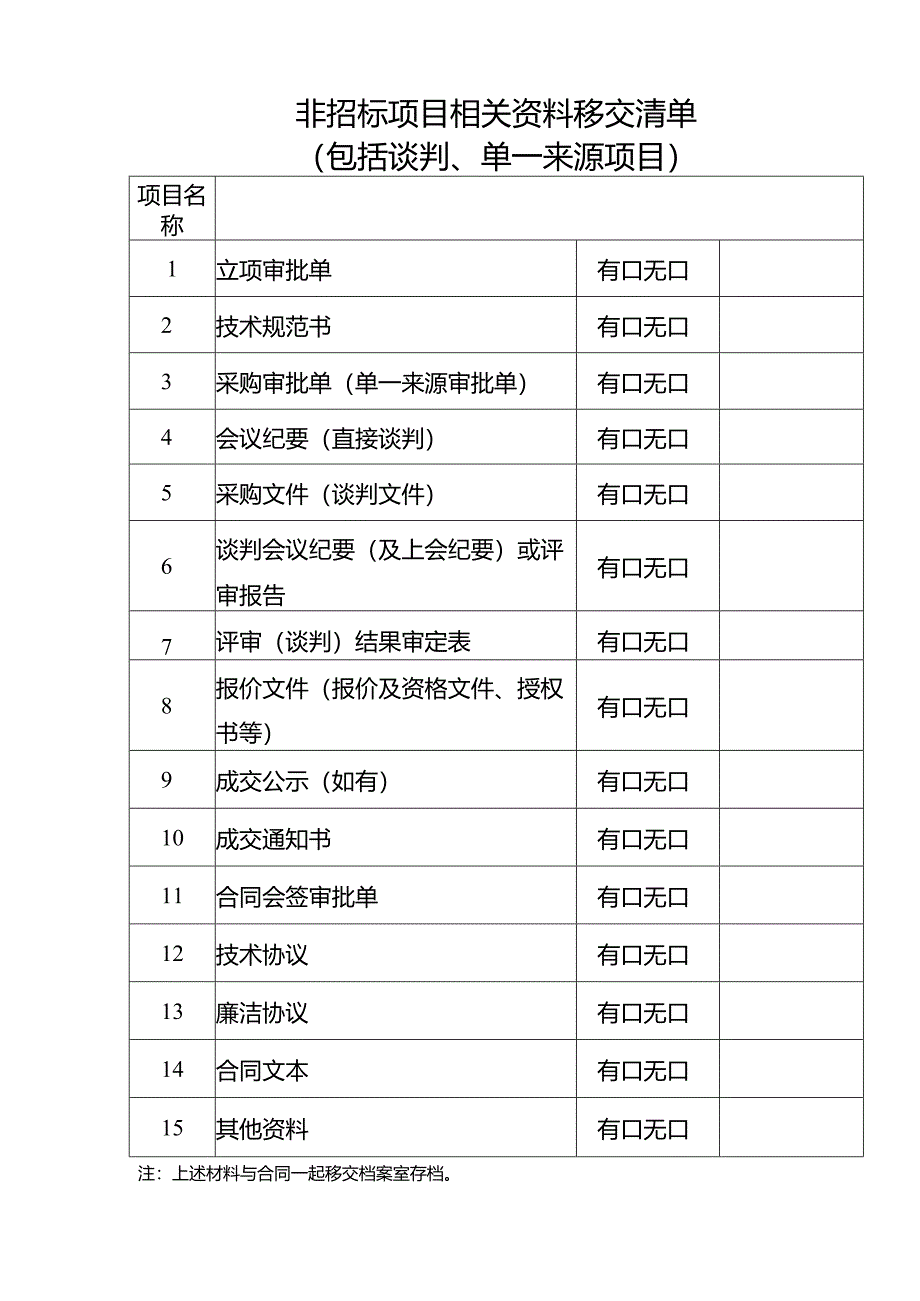 非招标清单.docx_第1页