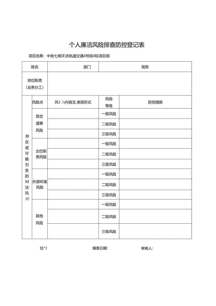 个人廉洁风险排查防控登记表.docx_第1页