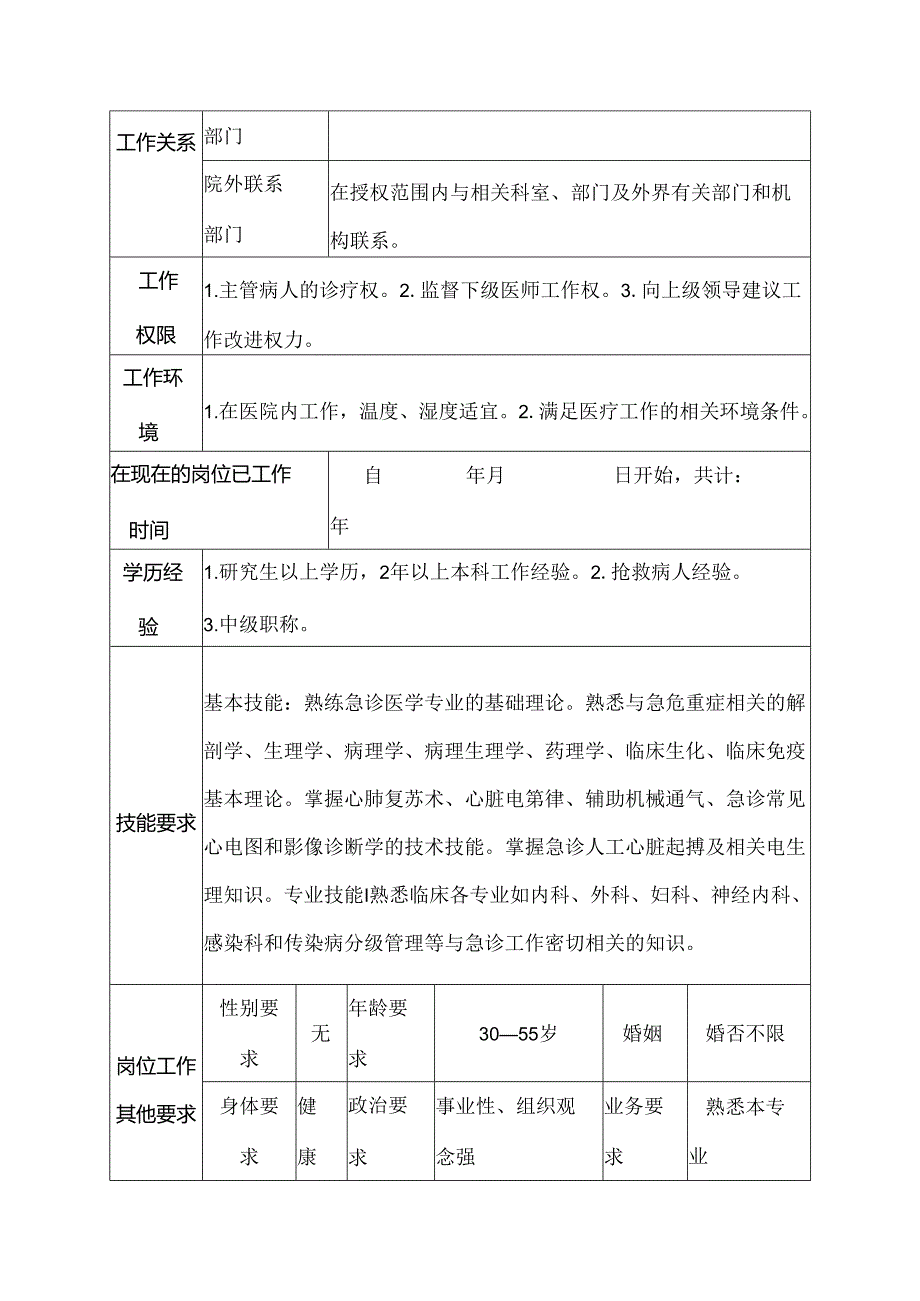 医院急诊科主办医师岗位说明书.docx_第3页