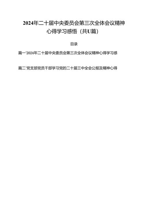 （11篇）2024年二十届中央委员会第三次全体会议精神心得学习感悟范文.docx