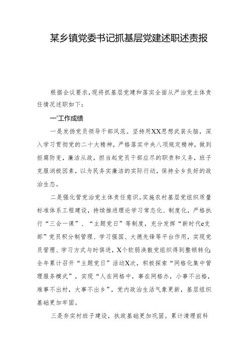 某乡镇党委书记抓基层党建述职述责报告.docx