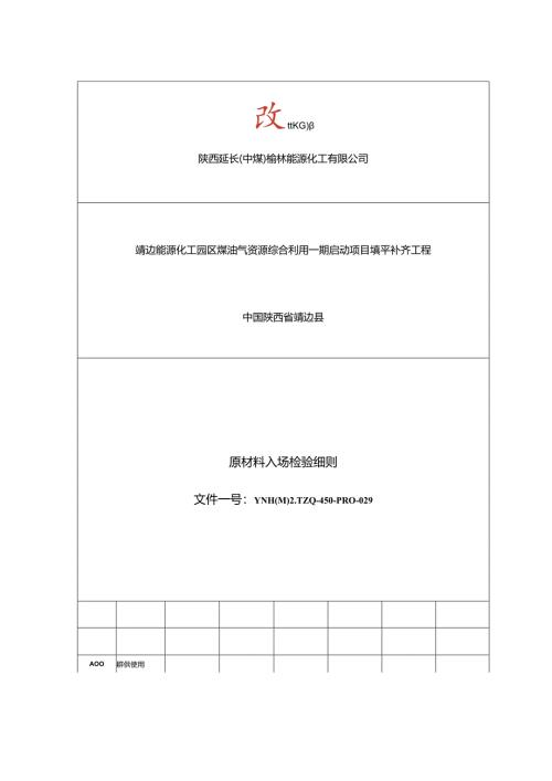 29原材料入场检验细则（初稿） .docx