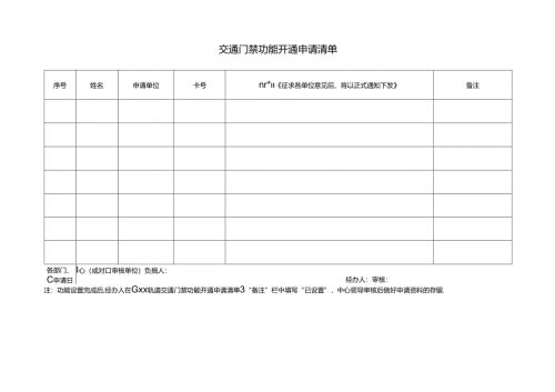 交通门禁功能开通申请清单.docx
