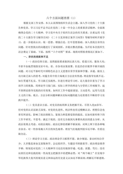 六个方面问题查摆三.docx