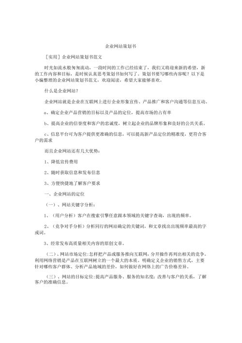 企业网站策划书.docx